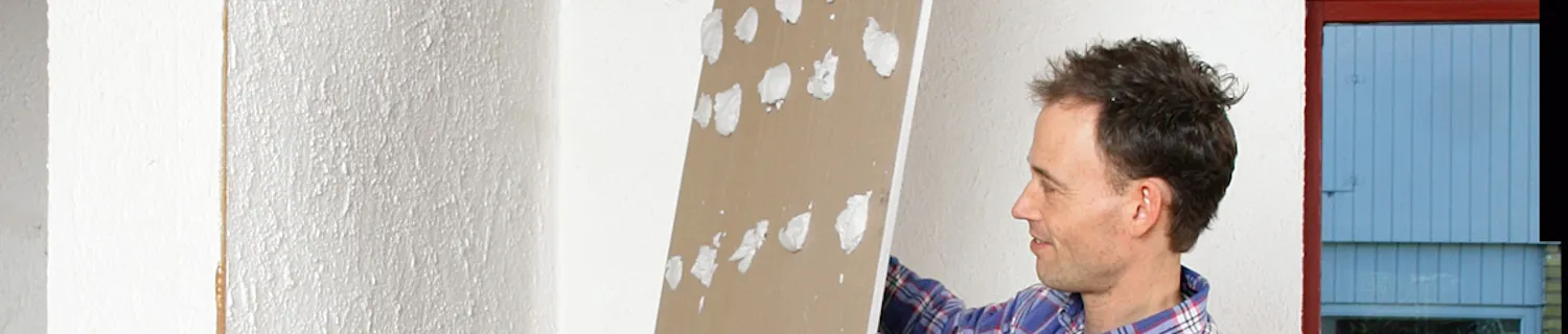 Lime gipsplater på murvegg Lime gipsplater på murvegg